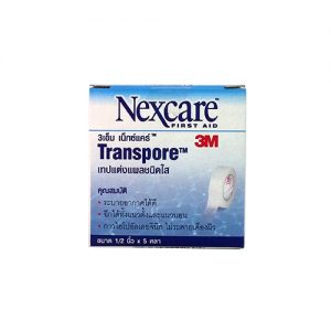 พลาสทรานสปอร์ Transpore 0.5 นิ้ว แบบใส กล่องละ 24 ม้วน ยี่ห้อ 3M