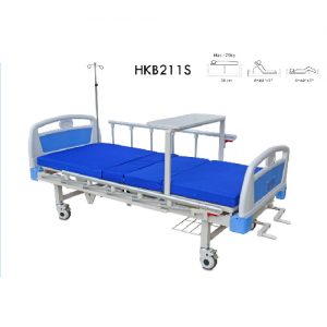 3 เตียงผู้ป่วย 2 ไก มือหมุน ขาเตียงแบบเหลี่ยม หัว-ท้ายเตียง ABS เตียงสูงจากพื้น 50 ซม.รับน้ำหนักได้ 150 กิโลกรัม