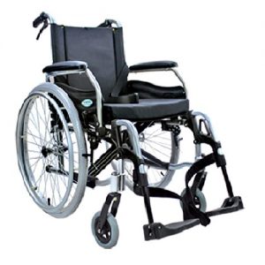 รถเข็นผู้ป่วยผู้สูงอายุ / Wheelchair สำหรับคนอ้วน แบบอลูมิเนียม เบาะหนังเสริมฟองน้ำ รับน้ำหนักได้ 150 กิโกกรัม