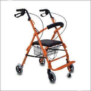 โรเลเตอร์ ช่วยเดิน แบบ 4 ล้อ Rollator รุ่นใหม่ โครงสร้างอลูมิเนียม มีเบรคมือ มีตะกร้าเก็บของ